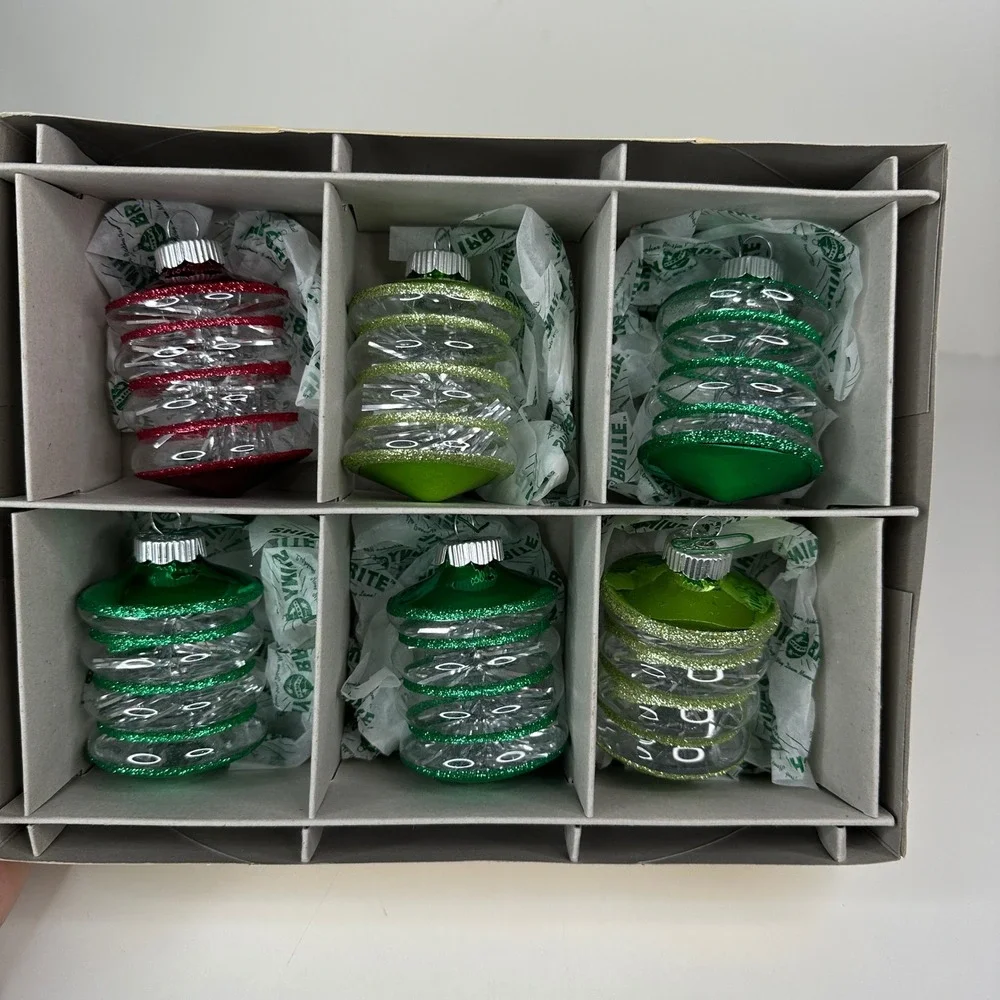 Shiny Brite Christopher Radko Set of 6 Vintage Lantern Glass Christmas Ornaments